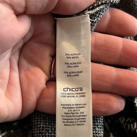 Chico’s size 1 medium long zip up sweater jacket animal print wool blend - Picture 4 of 4